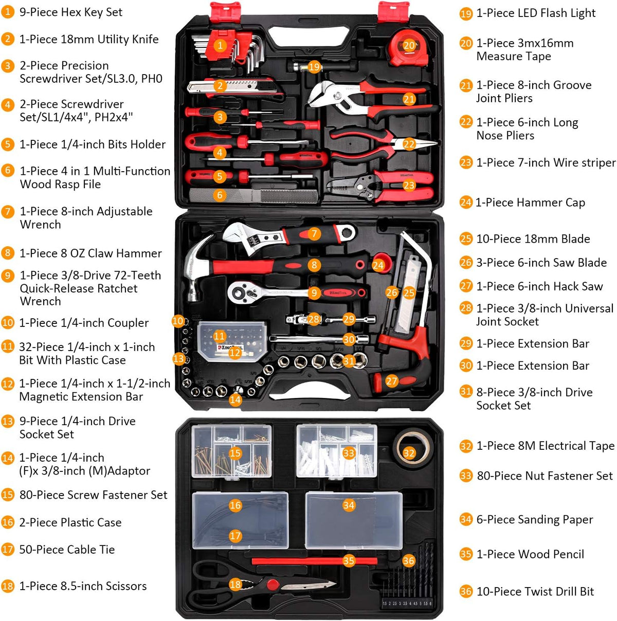 KingTool Home & Auto Repair Tool Kit