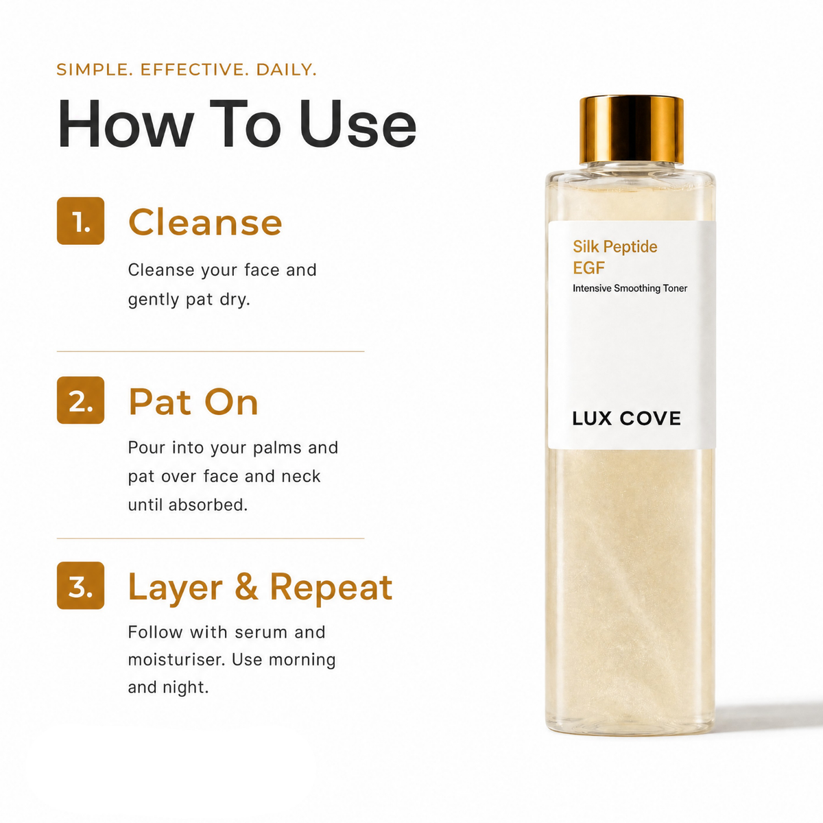 Lux Cove Silk Peptide EGF Tox Toner