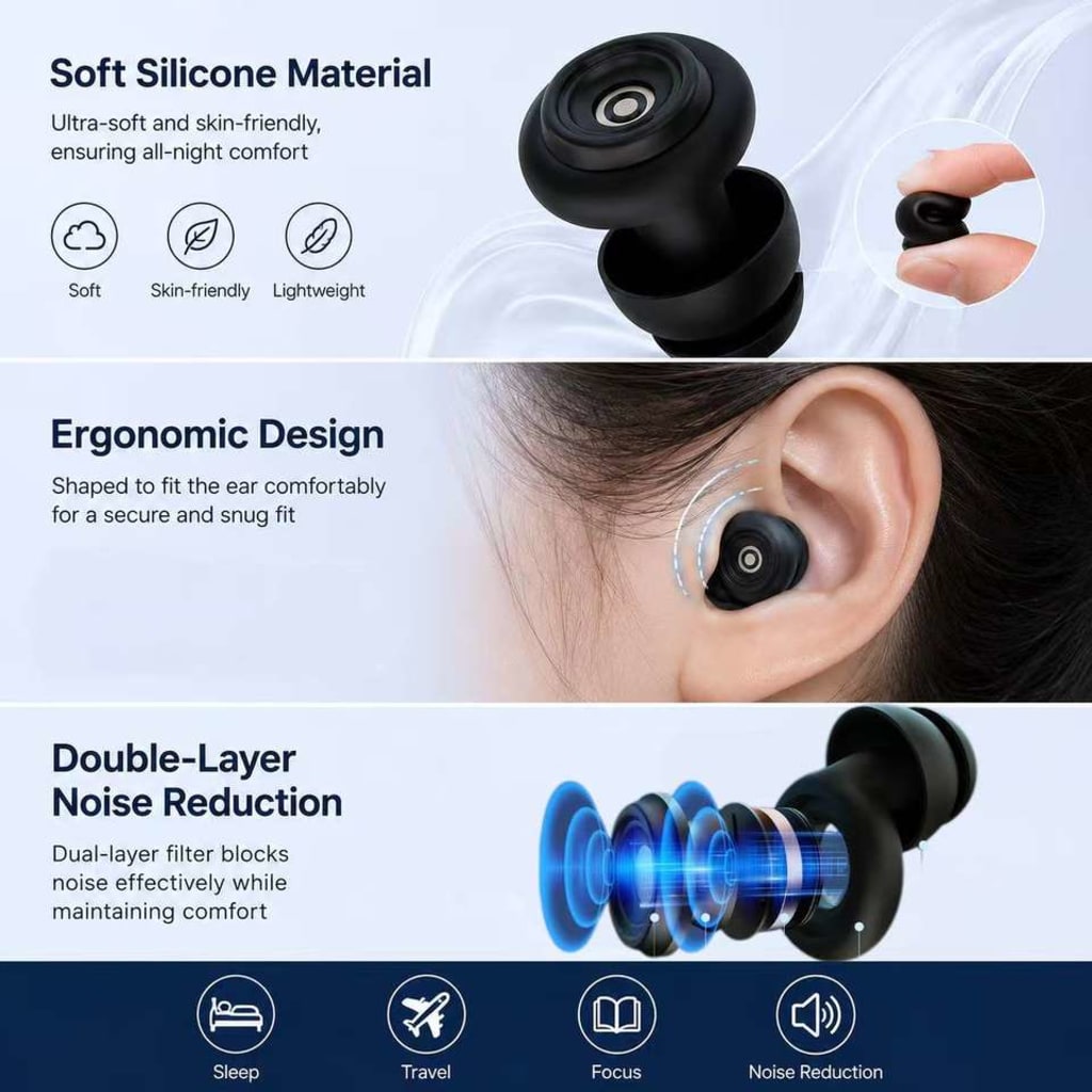 Waterproof Noise-Cancelling Silicone Ear Plugs